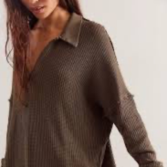 Free People L Travis Waffle Knit Tunic Top - Picture 14 of 14
